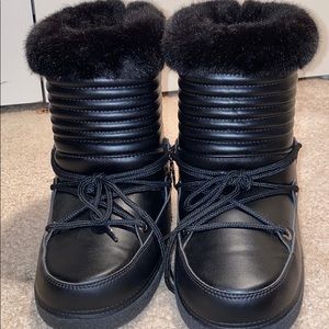 love moschino faux fur stud snow boots